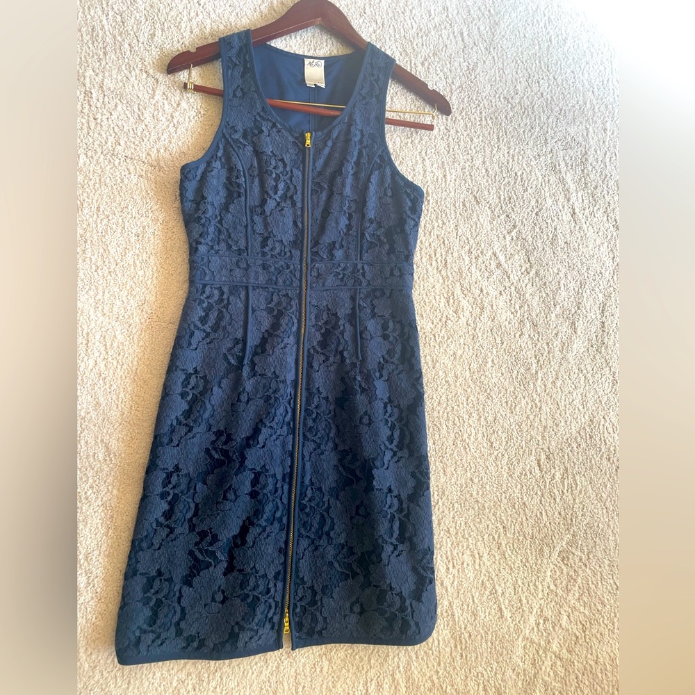 Ali Ro navy lace zipper up dress. Size 2